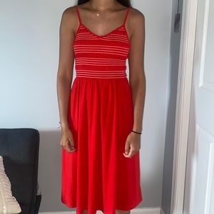 Red and white long dress
